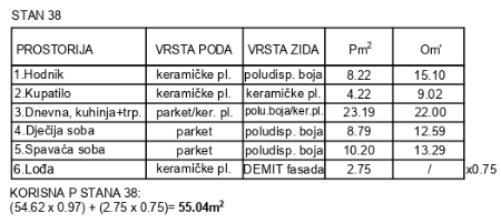 Floor plan for 55.04m2 apartment