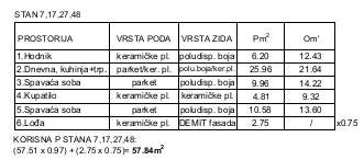 Floor plan for 57.84m2 apartment