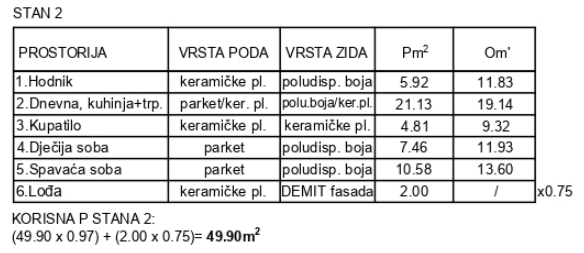 Floor plan for 49.90m2 apartment